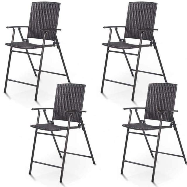 Bestoutdor 4 Pcs Patio Rattan Folding Dining Chairs