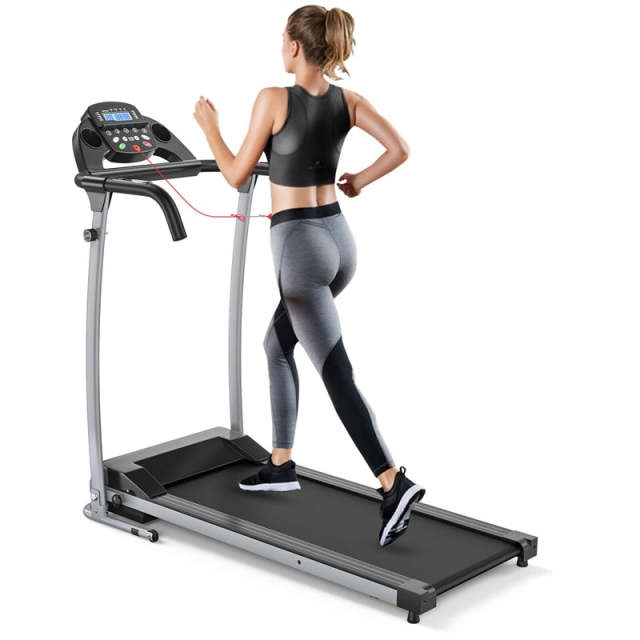 800W Folding Treadmill, Electric Motorized Running Machine with LED Display, 12 Preset Programs, Pulse Sensor & Built-in Wheels for Home Use