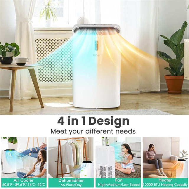 14000 BTU Portable Air Conditioner, 4-in-1 AC Unit with Heat, Cool, Fan & Dehumidifier, WiFi Smart App & Alexa Voice Control for Rooms up to 700 Sq.Ft