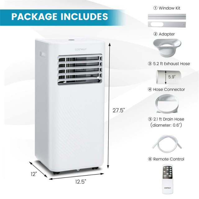 8000 BTU Portable Air Conditioner 4-in-1 AC Cooling Unit with Remote Control, Dehumidifier, Sleep Mode, Window Kit, Personal AC Unit for Bedroom