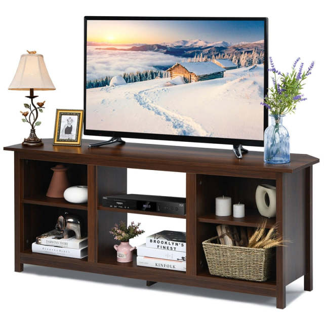 2-Tier Farmhouse Universal TV Stand for TVs Up to 65", 58" Entertainment Center Media Console with Removable Shelves