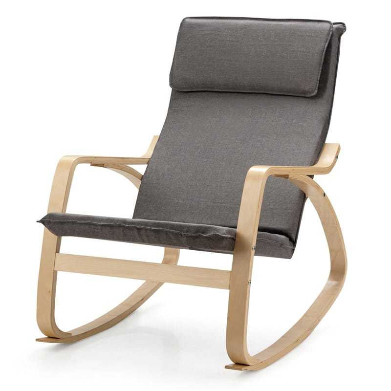 Modern Bentwood Rocking Chair with Removable Upholstered Cushion, Ergonomic Leisure Accent Rocker for Living Room, Bedroom & Nursery