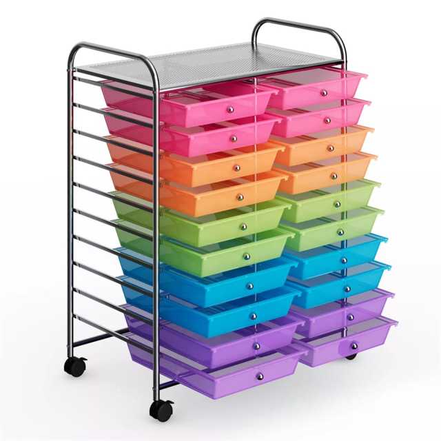 Storage Drawer Cart, 20-Drawer Rolling Cart Organizer with Lockable Wheels, Mobile Utility Cart for Office School Art Craft Supplies
