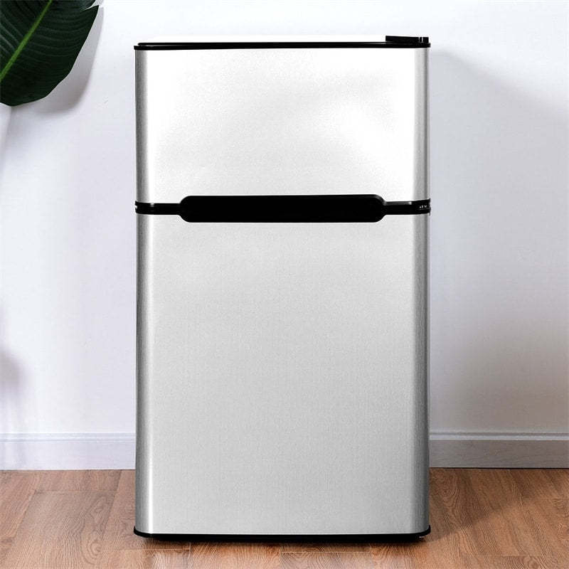3.2 Cu. Ft. 2-Door Mini Fridge with Freezer, Compact Refrigerator with Temperature Control, Removable Shelves & Reversible Door for Dorm Office