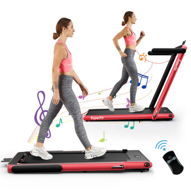2-in-1 Folding Treadmill, 2.25HP Under Desk Treadmill with LED Display, APP & Remote Control, No Installation, Walking Jogging Machine for Home