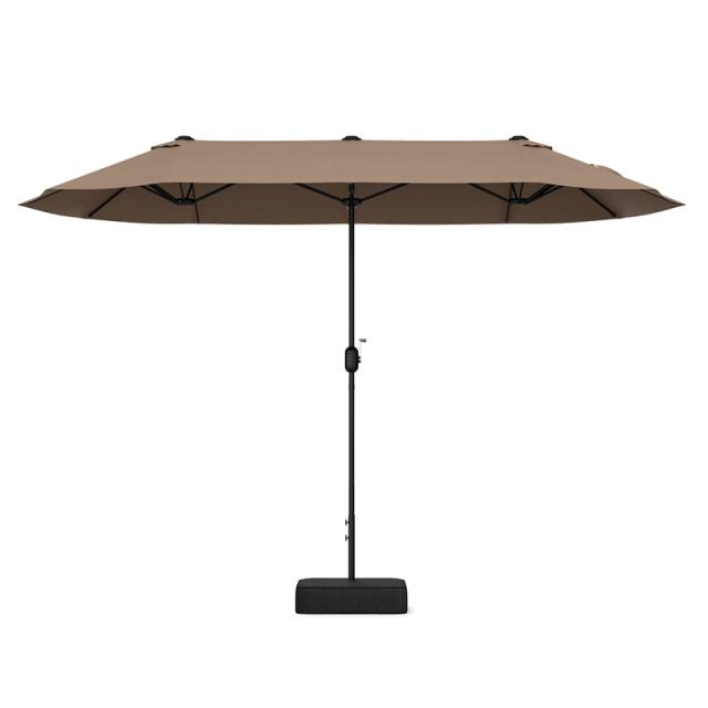 13FT Double-Sided Patio Umbrella, Extra Large Twin Market Umbrella with Base, Crank Handle, Safety Lock, Vented for Poolside, Deck, Backyard