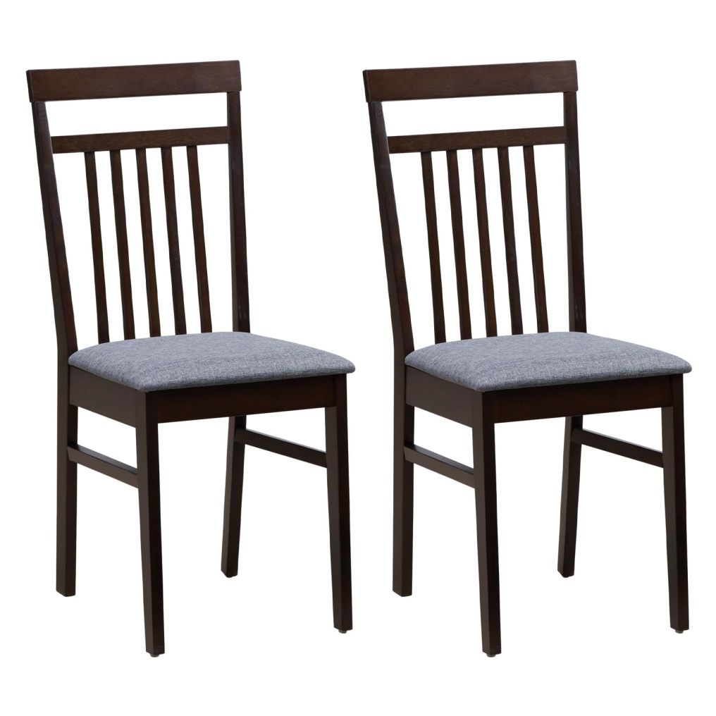 KOMFOTT Armless Wood Dining Chairs Set of 2/4 with Cushion Seat,  Solid Rubber Wood Frame