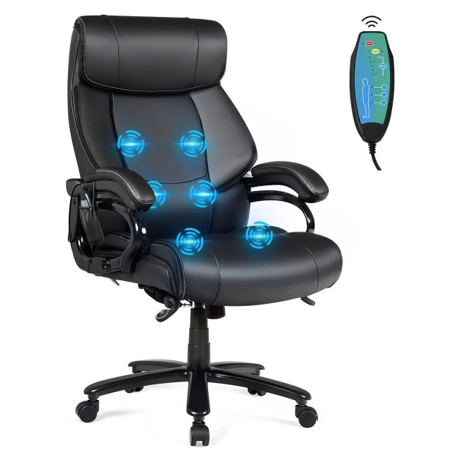 KOMFOTT Big and Tall 500lbs Massage Office Chair, Heavy Duty Executive Office Chair with 6 Massage Points