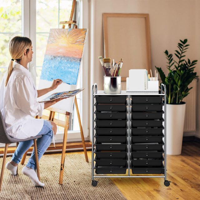 20-Drawer Rolling Storage Cart Utility Storage Organizer Cart for Tools