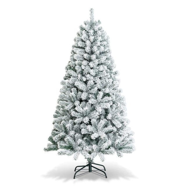 6 FT Snow Flocked Christmas Tree with 600 Branch Tips for Home