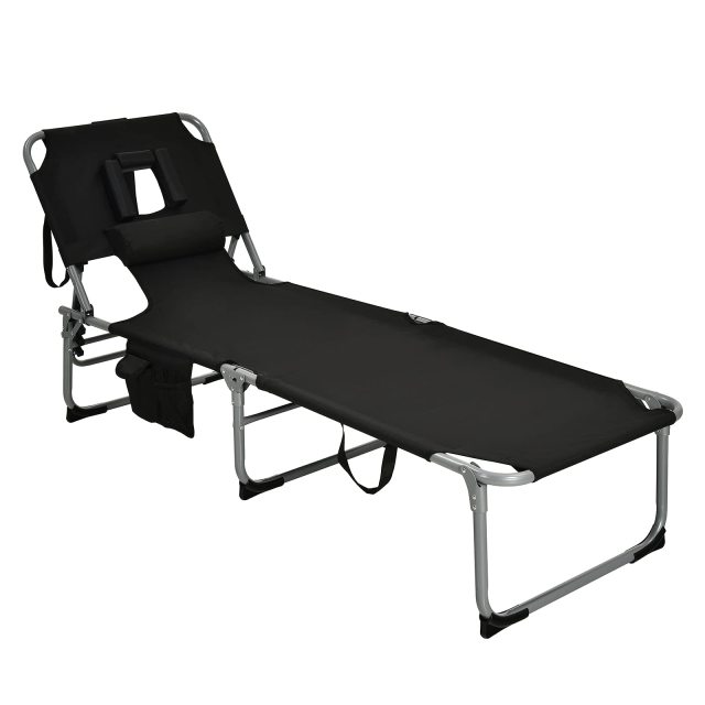 ARLIME Folding Beach Lounge Chair Tanning Chair with Face Hole