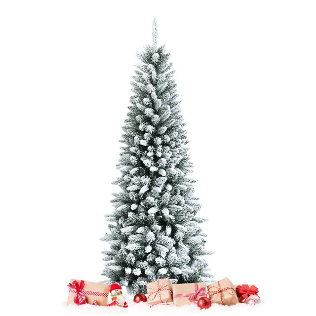 6.5Ft Snow-Flocked Artificial Christmas Tree for Indoor and Outdoor Use