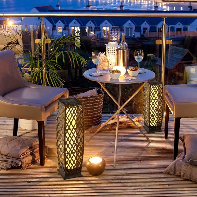 ARLIME 2 Pieces Outdoor Solar Powered Floor Lamps