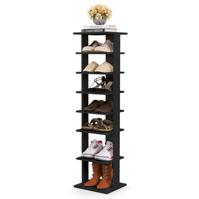 8-Tier Vertical Shoe Rack Tall Narrow Shoe Storage Organizer with Removable Shelf for Boots