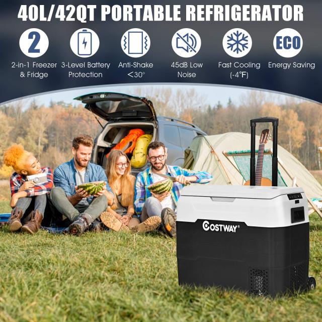 42 Quarts AC/DC Compressor Freezer Cooler with Telescopic Handle