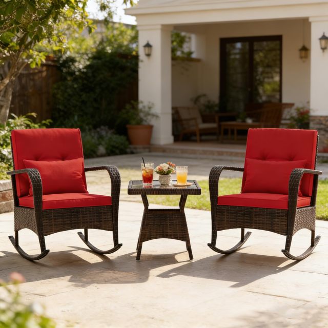 3 Piece PE Wicker Patio Bistro Set