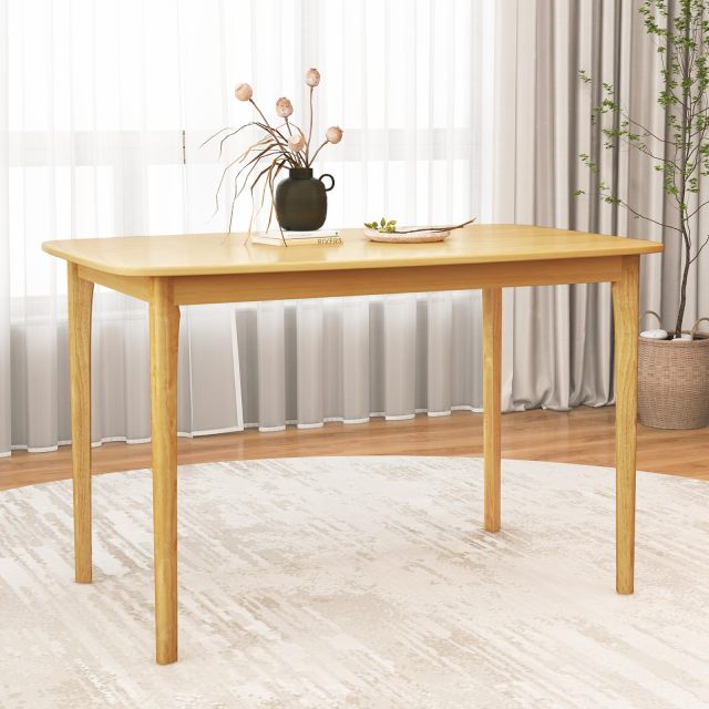 48” Wooden Rectangular Kitchen Table with Solid Rubber Wood Legs