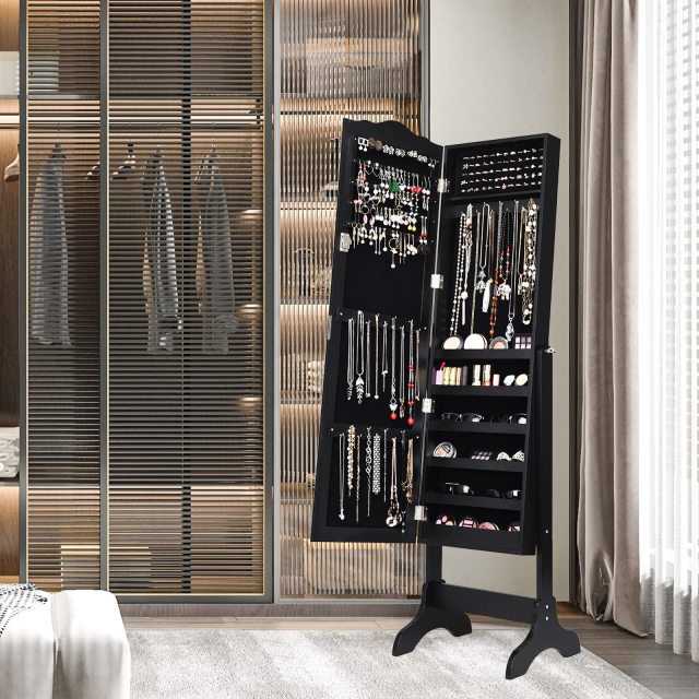 4-Angle Tilting Jewelry Organizer with Full-length Mirror & Large Capacity
