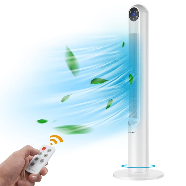 Tower Fan, 42-Inch Portable 80 Degrees Oscillating Fan with Remote, 3 Wind Modes, Smart Control Panel