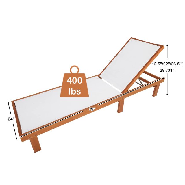 ARLIME Patio Lounge Chair Chaise Strong Eucalyptus Wood Frame