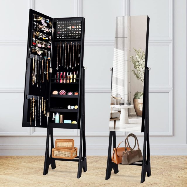 12 LED Jewelry Armoire Cabinet Freestanding Jewelry Organizer