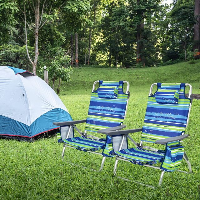 Backpack Beach Chairs 2/4-Pack Portable Camping Chairs with Cup Holder
