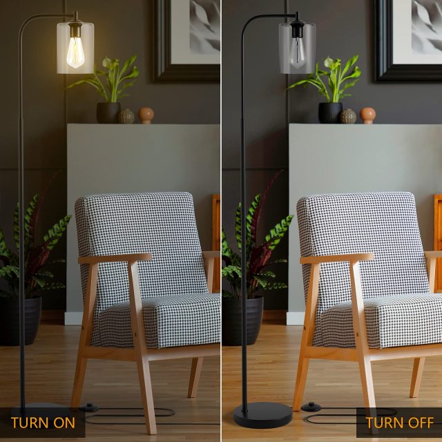 ARLIME Floor Lamp with Hanging Glass Shade