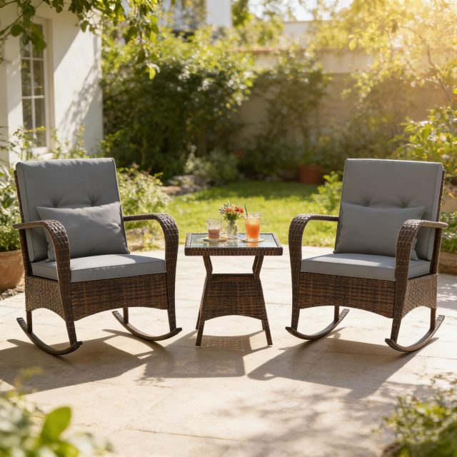 3 Piece PE Wicker Patio Bistro Set
