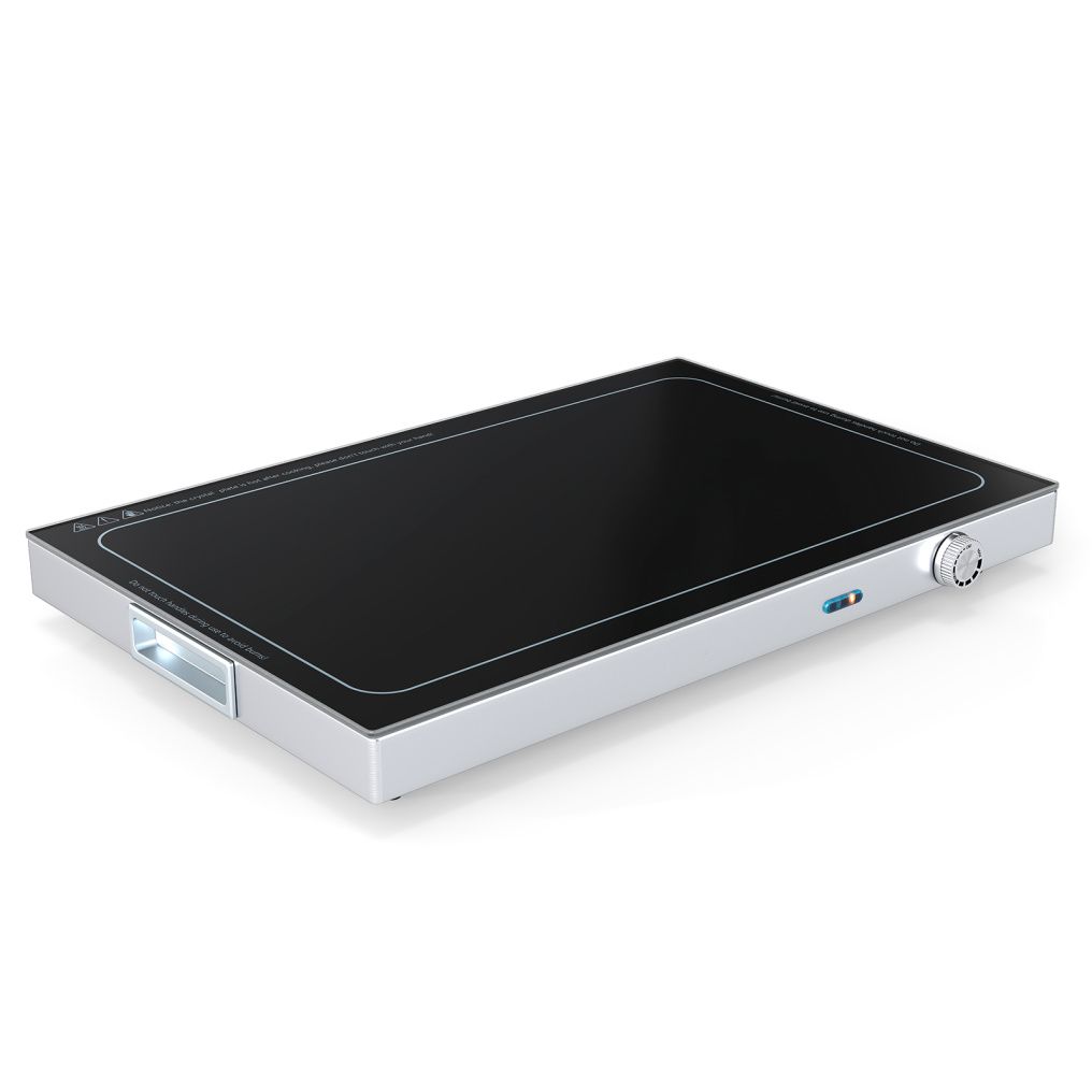 Electric Warming Tray with Adjustable Temperature and Built-In Handles Tempered Glass