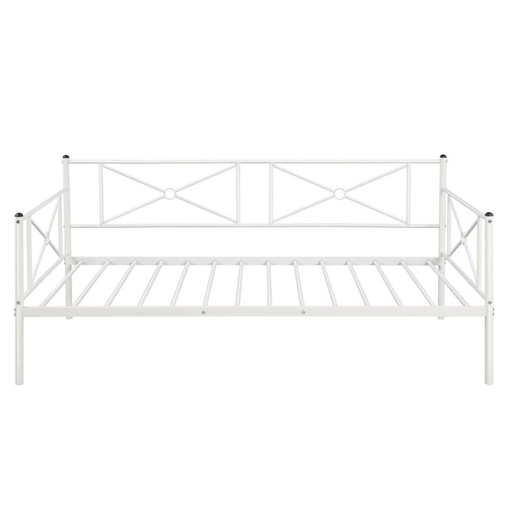 Metal Daybed Twin Bed Frame w/ Headboard, Stable Steel Slats Support