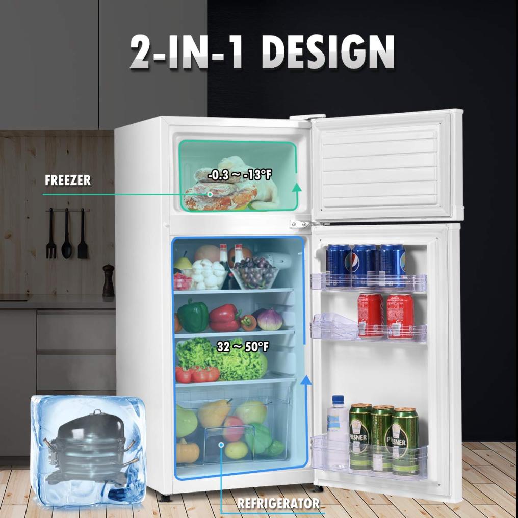 ARLIME Compact Refrigerator, 3.4 Cu. Ft. Classic Fridge with Freezer and Shelves