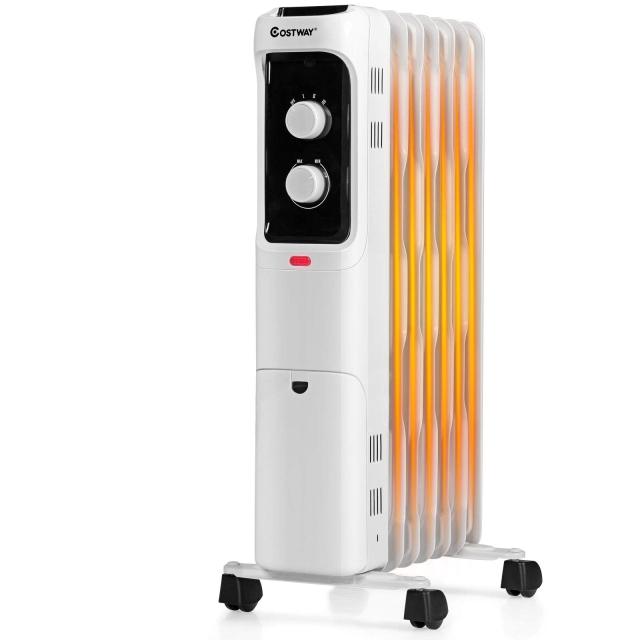 1500W Oil Filled Radiator Heater, Electric Space Heater with 3 Heating Modes, Adjustable Thermostat