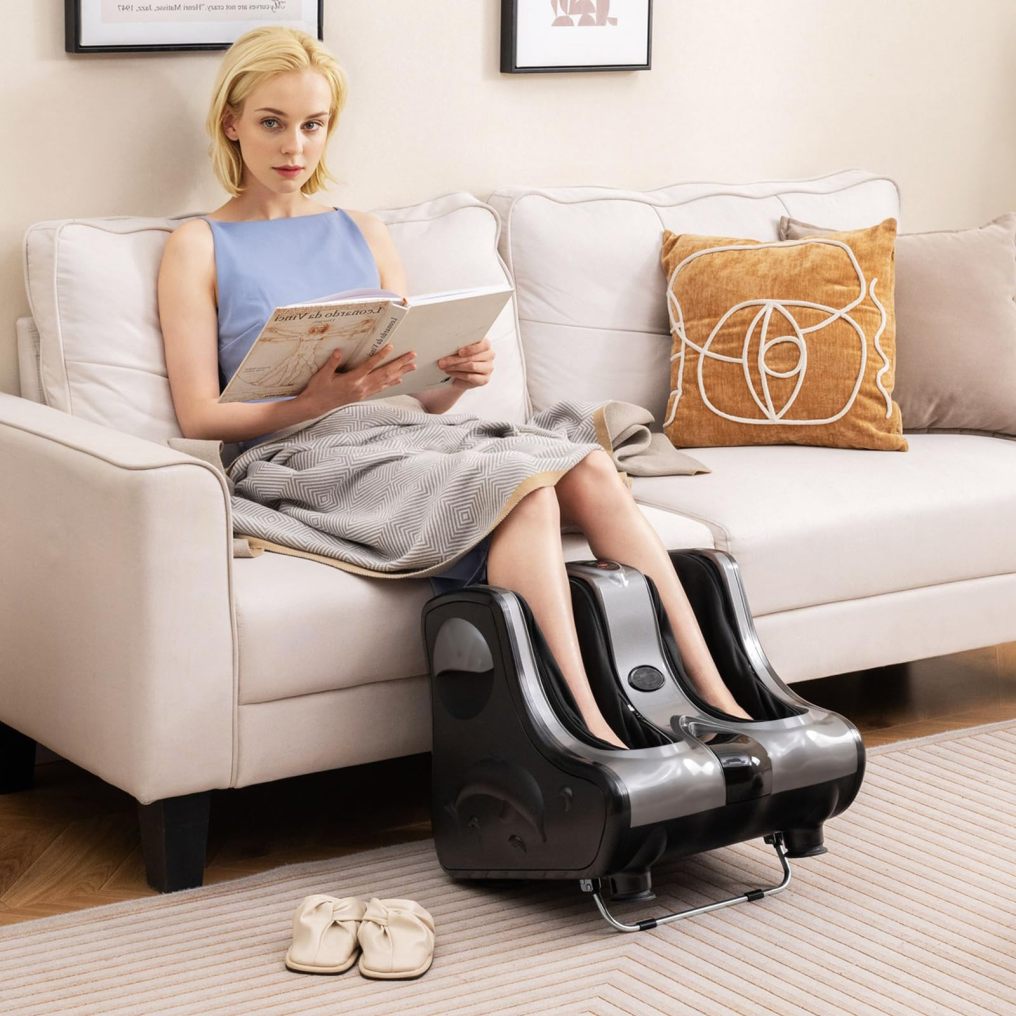 ARLIME Foot Calf Massager Machine with Shiatsu Kneading Rolling Vibration Heating Massager