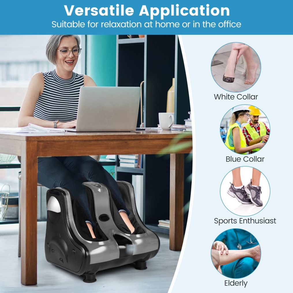 ARLIME Foot Calf Massager Machine with Shiatsu Kneading Rolling Vibration Heating Massager