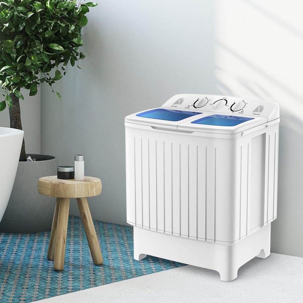 Mini Compact Twin Tub Portable Washing Machine, 17.6lbs Washer Spain Spinner