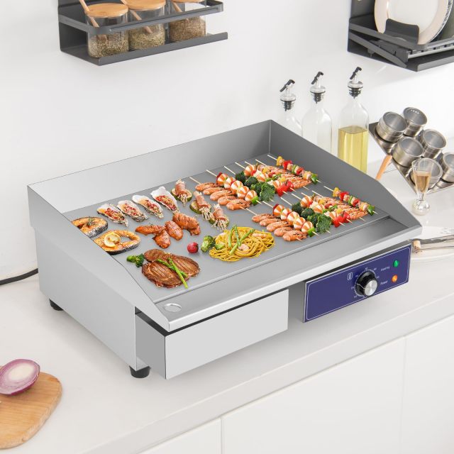ARLIME Commercial Electric Griddle, 2000W 22” Flat Top Griddle, Stainless Steel Frame & Adjustable Temperature Control