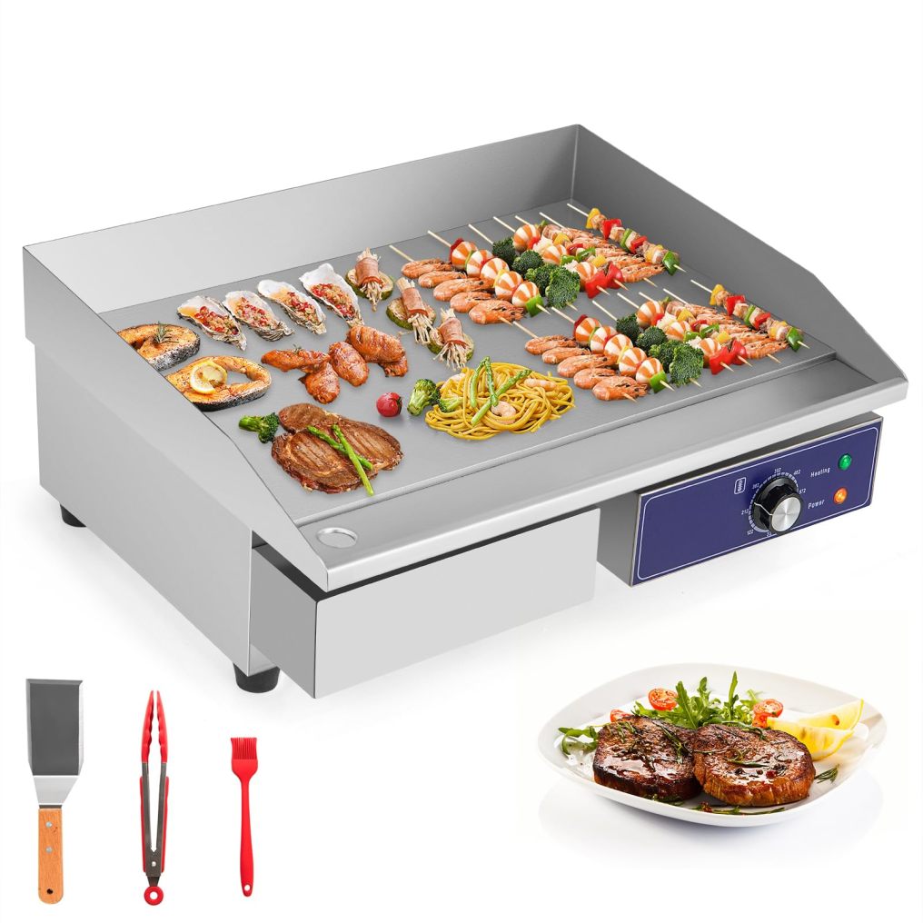 ARLIME Commercial Electric Griddle, 2000W 22” Flat Top Griddle, Stainless Steel Frame & Adjustable Temperature Control
