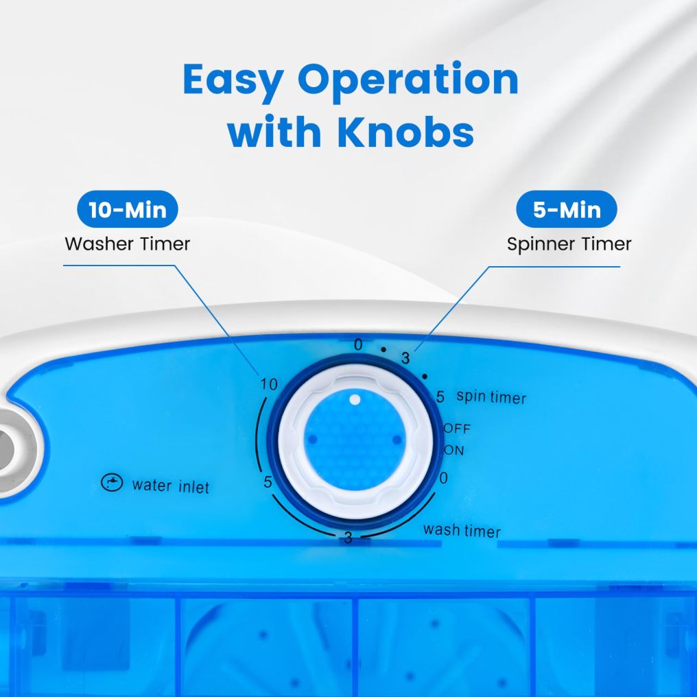 Portable Mini Washing Machine with Spin Dryer, Washing Capacity 5.5lbs