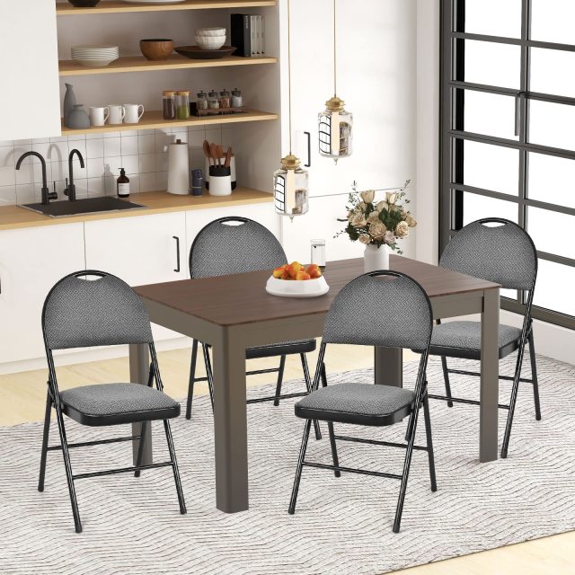 ARLIME 6 PCS Folding Chairs w/Padded Seats, Padded Folding Chair w/Handle Hole, Upholstered Seat