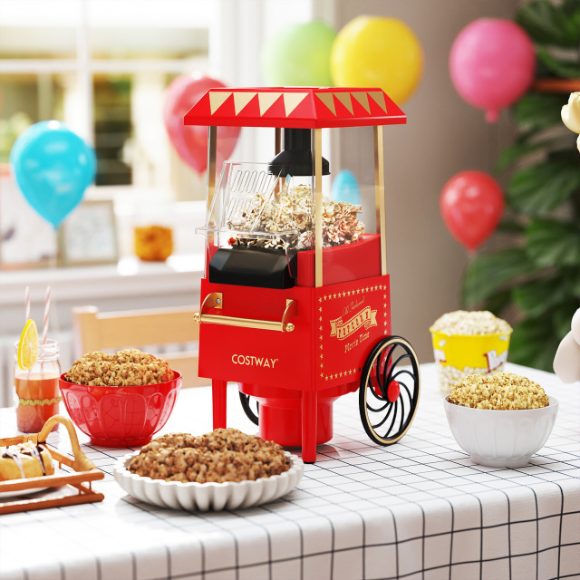 Retro Hot Air Popcorn Maker 1200W with Kernel Measuring Cup