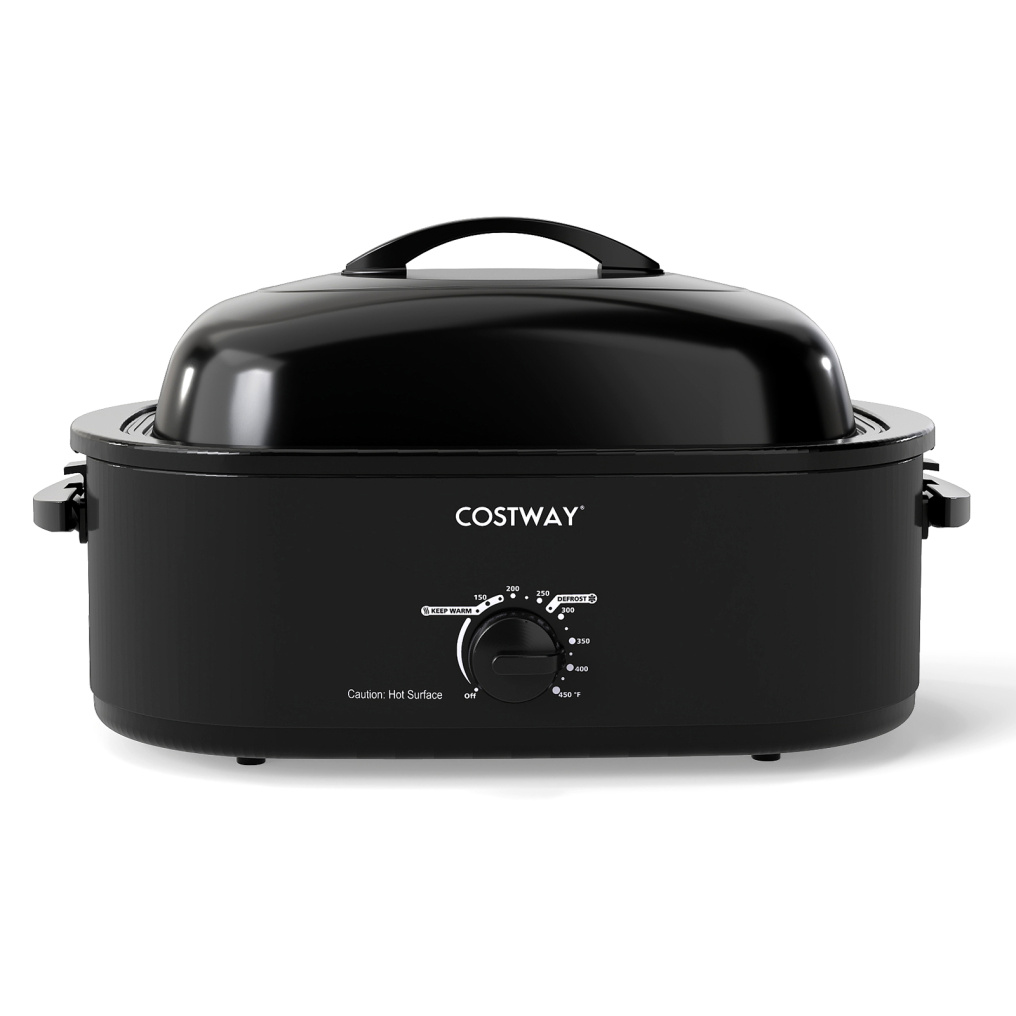 18QT Electric Roaster Oven with Self-Basting Lid Turkey Roaster with Removable Pan-Black