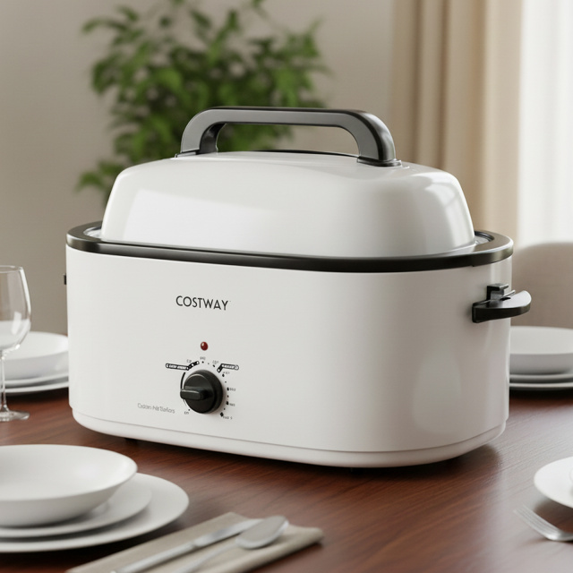 22QT Electric Roaster Oven Turkey Roaster with Visible and Self-Basting Lid