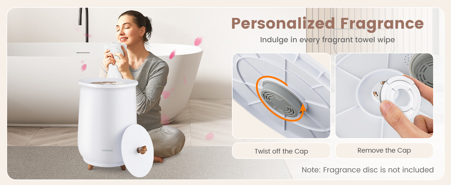 23L Large Luxury Bucket-Style Towel Warmer with Fragrant Disc Holder