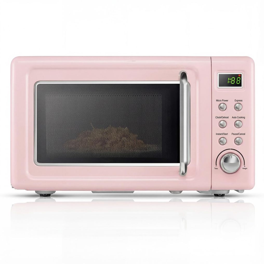 ARLIME Small Microwave, 0.7Cu.ft 700W Countertop Microwave with 5 Micro Power Defrost & Auto Cooking Function, LED Display