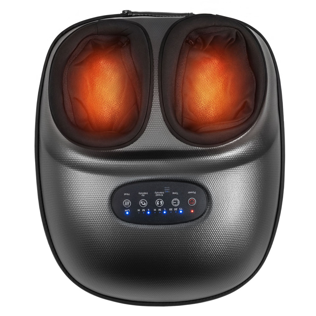 Shiatsu Foot Massager Machine with 2-Level Heat and Air Compression-Black