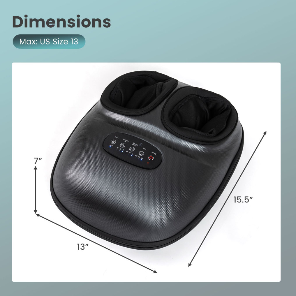 Shiatsu Foot Massager Machine with 2-Level Heat and Air Compression-Black