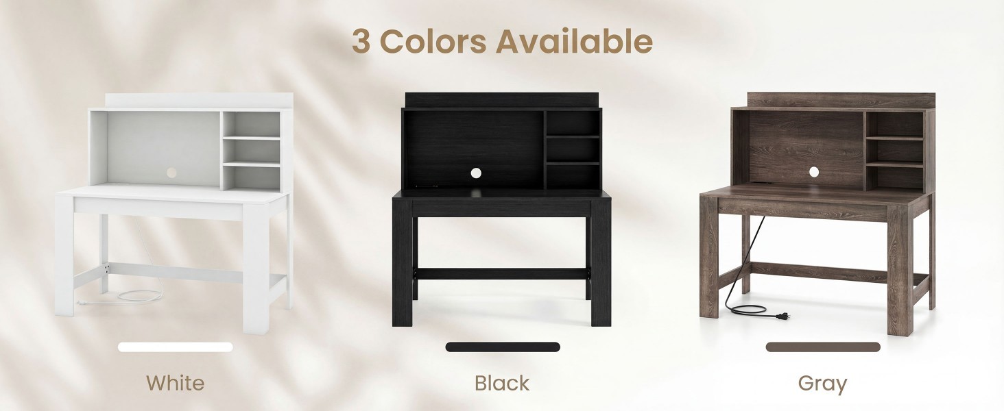 Modern Computer Desk with Hutch and Storage Shelves