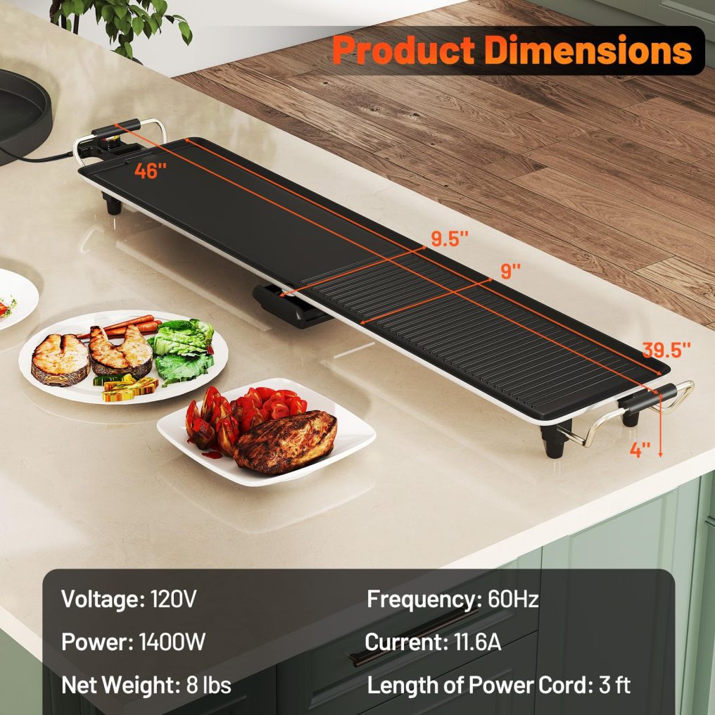 ARLIME 39.5" Extra Large Electric Griddle, Nonstick Countertop BBQ Grill