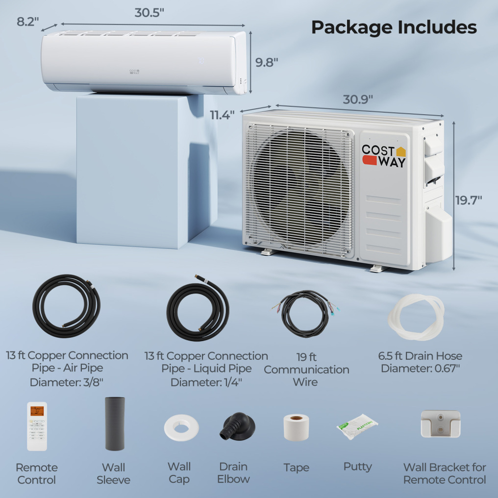 EchoCool Series​​ 11500 BTU 208/230V Mini Split Air Conditioner and Heater Pump System