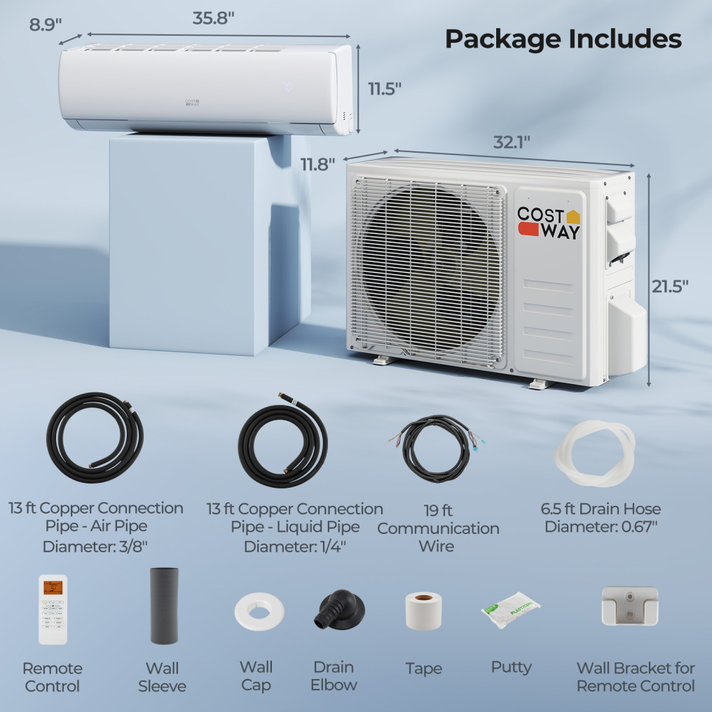 EchoCool Series​​ 17000 BTU 208/230V Mini Split Air Conditioner and Heater Pump System